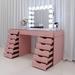 VANITII 13 Drawers Makeup Vanity Desk Come With 14 LED Bulbs Bluetooth Mirror White Finish Bedroom Dressers