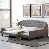 Full Size Daybed, Modern Luxury Tufted Button Upholstered Full Daybed Sofa Bed for Bedroom Living Room, Daybed Frame, Grey