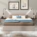 Modern Queen Size Upholstered Platform Bed, Storage Upholstered Hydraulic Platform Bed with 2 Shelves, 2 Lights & USB, Beige