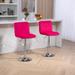 Velvet Upholstered Bar Stools Set of 2 with Back and Footrest,Adjustable High Counter Height Bar Stools