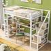 Twin Size Metal Loft bed w/Staircase, Built-in Desk & Storage Shelves