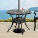 Moasis 35.4" Round Antique Cast Aluminum Outdoor Patio Dining Table with Umbrella Hole