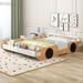 Wood Full Size Racing Car Bed with Door Design and Storage, Natural