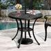 Moasis 30.7" Round Antique Cast Aluminum Outdoor Patio Dining Table with Umbrella Hole