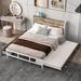 Queen Metal Platform Bed With Drawers&Trundle Bed,Sockets & USB,White