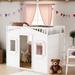 Elegant Design Solid Wood Full Size House Loft Bed Kids Bed With Ladder and Windows Kids Furniture, Gray