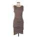 Leith Casual Dress - Bodycon Scoop Neck Sleeveless: Brown Print Dresses - Women's Size Medium