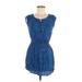 Aeropostale Casual Dress - Mini Scoop Neck Short sleeves: Blue Solid Dresses - Women's Size X-Small