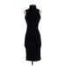 Nine West Casual Dress - Midi High Neck Sleeveless: Black Print Dresses - Women's Size X-Small