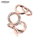 JeeMango-Bague Ouverte Géométrique en Forme de O en Acier Inoxydable Or Rose Micro Pavé CZ Clip