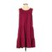 Saturday Sunday Casual Dress - Mini Scoop Neck Sleeveless: Burgundy Print Dresses - Women's Size Small