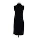 White + Warren Casual Dress - Midi Turtleneck Sleeveless: Black Print Dresses - Women's Size Small