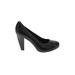 Via Spiga Heels: Slip-on Chunky Heel Minimalist Black Solid Shoes - Women's Size 8 1/2 - Round Toe