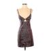 H&M Cocktail Dress - Party V Neck Sleeveless: Burgundy Dresses - Women's Size Small