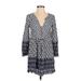 Zara Casual Dress - Shift Plunge 3/4 sleeves: Blue Dresses - Women's Size X-Small