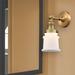 Beachcrest Home™ Bartolmeu 1 - Light Dimmable Armed Sconce Glass/Metal in Yellow/Brown | 11 H x 6.5 W x 9 D in | Wayfair