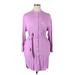 A New Day Casual Dress - Shirtdress High Neck 3/4 sleeves: Purple Solid Dresses - Women's Size X-Large