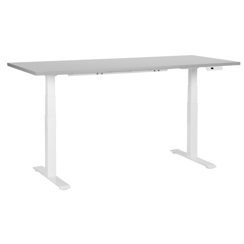 Schreibtisch Grau & Weiß Melamin 180x80cm Elektrisch Höhenverstellbar Rechteckig mit USB Metallgestell Modern Büro Steh-Sitz-Tisch Stehtisch