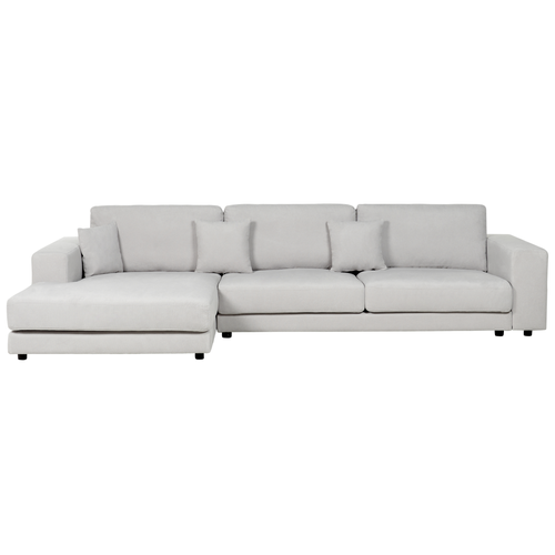 Ecksofa Hellgrau Stoff L-förmig 4-Sitzer Sofa mit Chaiselongue Rechtsseitig Wohnzimmermöbel Modern Wohnzimmer Ausstattung Wohnecke Sitzecke