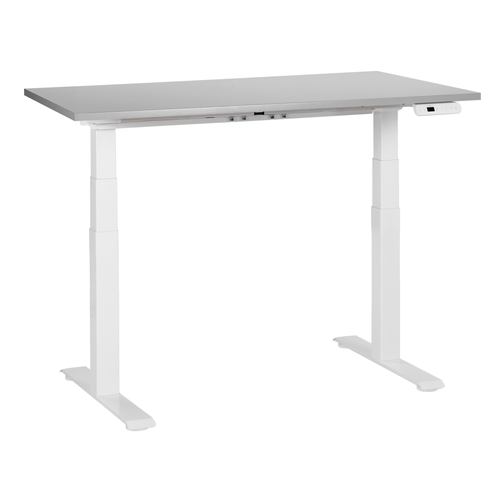 Schreibtisch Grau & Weiß Melamin 120x72cm Elektrisch Höhenverstellbar Rechteckig mit USB Metallgestell Modern Büro Steh-Sitz-Tisch Stehtisch