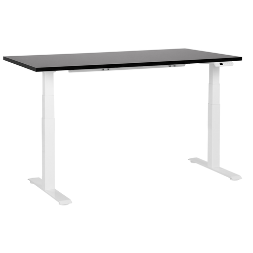 Schreibtisch Schwarz & Weiß Melamin 160x72cm Elektrisch Höhenverstellbar Rechteckig mit USB Metallgestell Modern Büro Steh-Sitz-Tisch Stehtisch