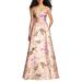 Floral Corset Satin Gown - Pink - Alfred Sung Dresses