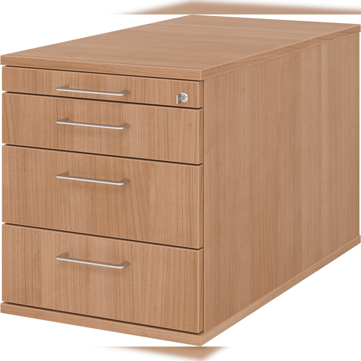 bümö Rollcontainer mit Schubladen, Container abschließbar aus Holz in Nussbaum - Rollwagen für's Büro als Schreibtisch Unterschrank, Bürocontainer Image