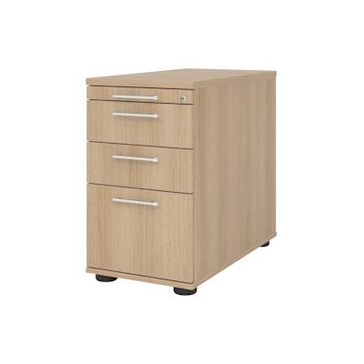 bümö Schreibtisch Schrank Büro mit Hängeregister für Hängeordner, Schubladenschrank Holz in Eiche, Container mit Schubladen & Hängeregistratur - Image