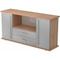 bümö Sideboard Nussbaum/Silber mit Flügeltüren & Regal - Büromöbel Sideboard mit Schubladen Holz 166cm breit, 45cm schmal, Büro Schrank für Flur