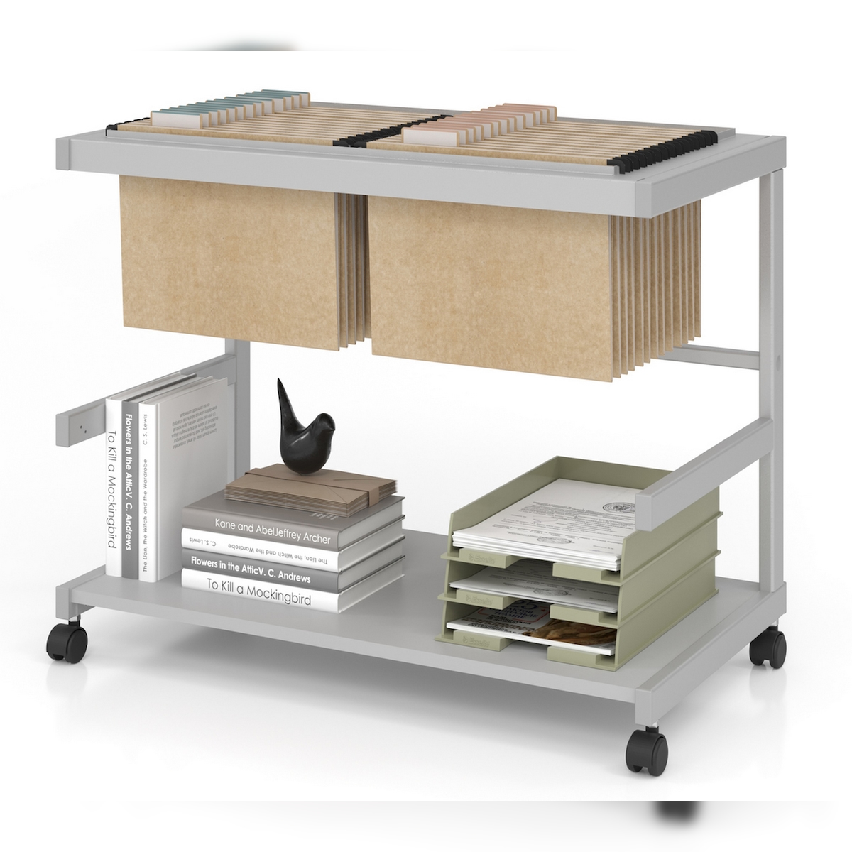 bümö Aktenwagen mit Rollen als fahrbare Ablage von Hängemappen & Ordner in grau Image