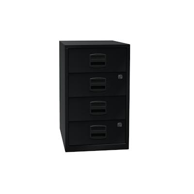 Bisley Home Beistellschrank mit Schloss aus Stahlblech, 4 Universal-Schubladen abschließbar - Büroschrank für DIN A4 Dokumente, Kleinteile & Image