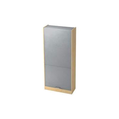 bümö Rollladenschrank in Ahorn/Silber mit Chromgriff - Vertikal Jalousieschrank 90 cm breit, Aktenschrank abschließbar, Büroschrank für Ordner & Co. Image