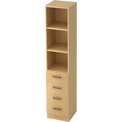 bümö office Aktenschrank Regal mit Schubladen, Büroschrank schmal aus FSC-Holz, 40cm breit in Ahorn - Aktenregal & Schubladenschrank mit Image