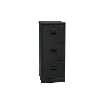 Bisley Home Hängeregistraturschrank mit Schloss aus Stahlblech, 3 Schubladen, einbahnig - Hängeregisterschrank abschließbar, Hängeregistratur für Image