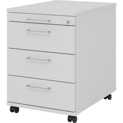 bümö Rollcontainer mit Schubladen, Container abschließbar aus Holz in grau - Rollwagen für's Büro als Schreibtisch Unterschrank, Bürocontainer od. Image