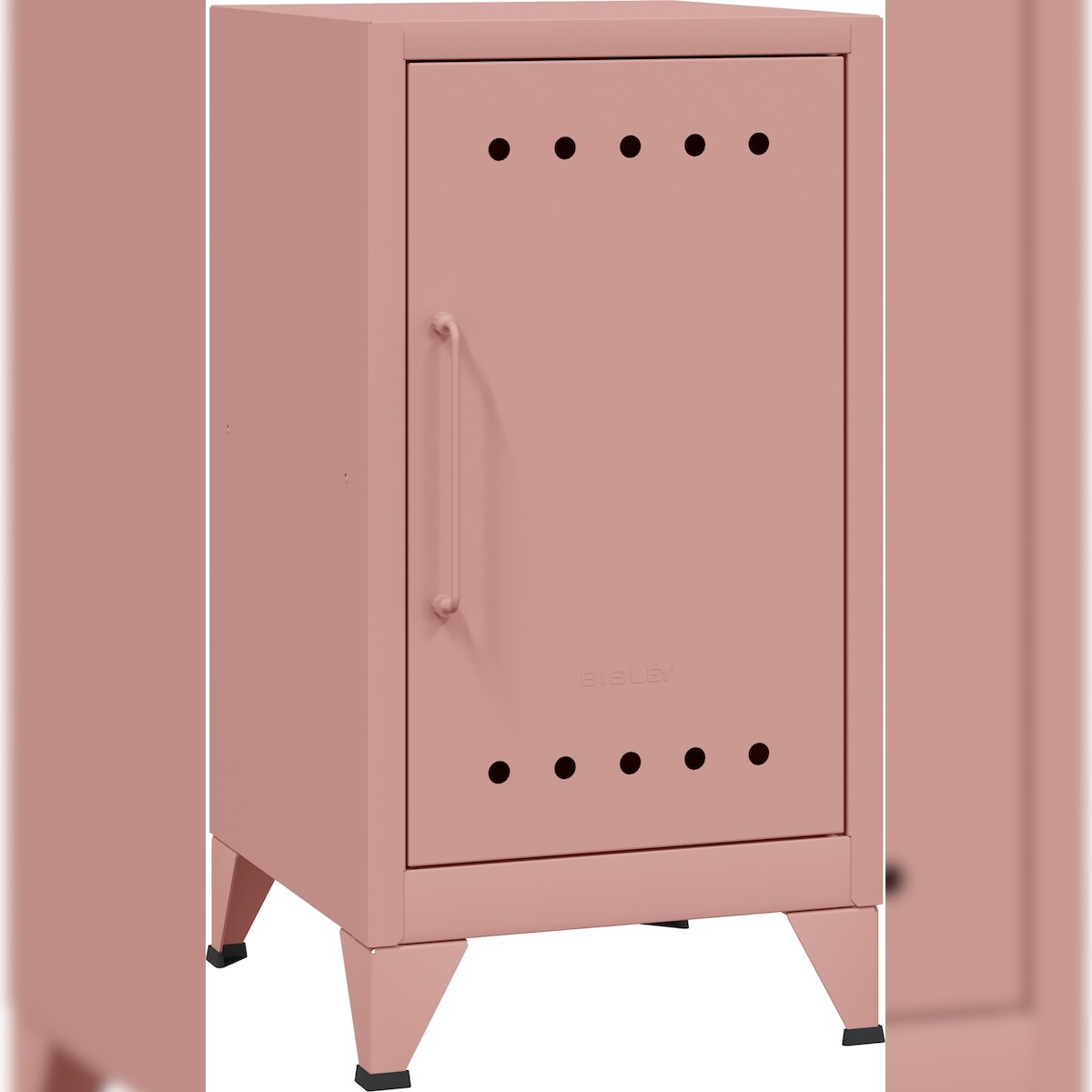 Bisley Fern Mini Ablageschrank aus Metall | Beistellschrank im Retro-Instustrial Design in pastellpink Image