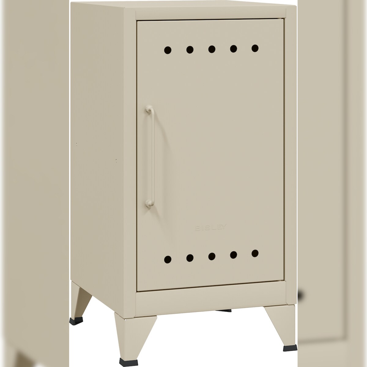 Bisley Fern Mini Ablageschrank aus Metall | Beistellschrank im Retro-Instustrial Design in verkehrsweiß Image