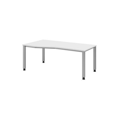 bümö Schreibtisch "Q-Serie" höhenverstellbar, Tischplatte 180 x 100 cm in weiß, Gestell in silber Image
