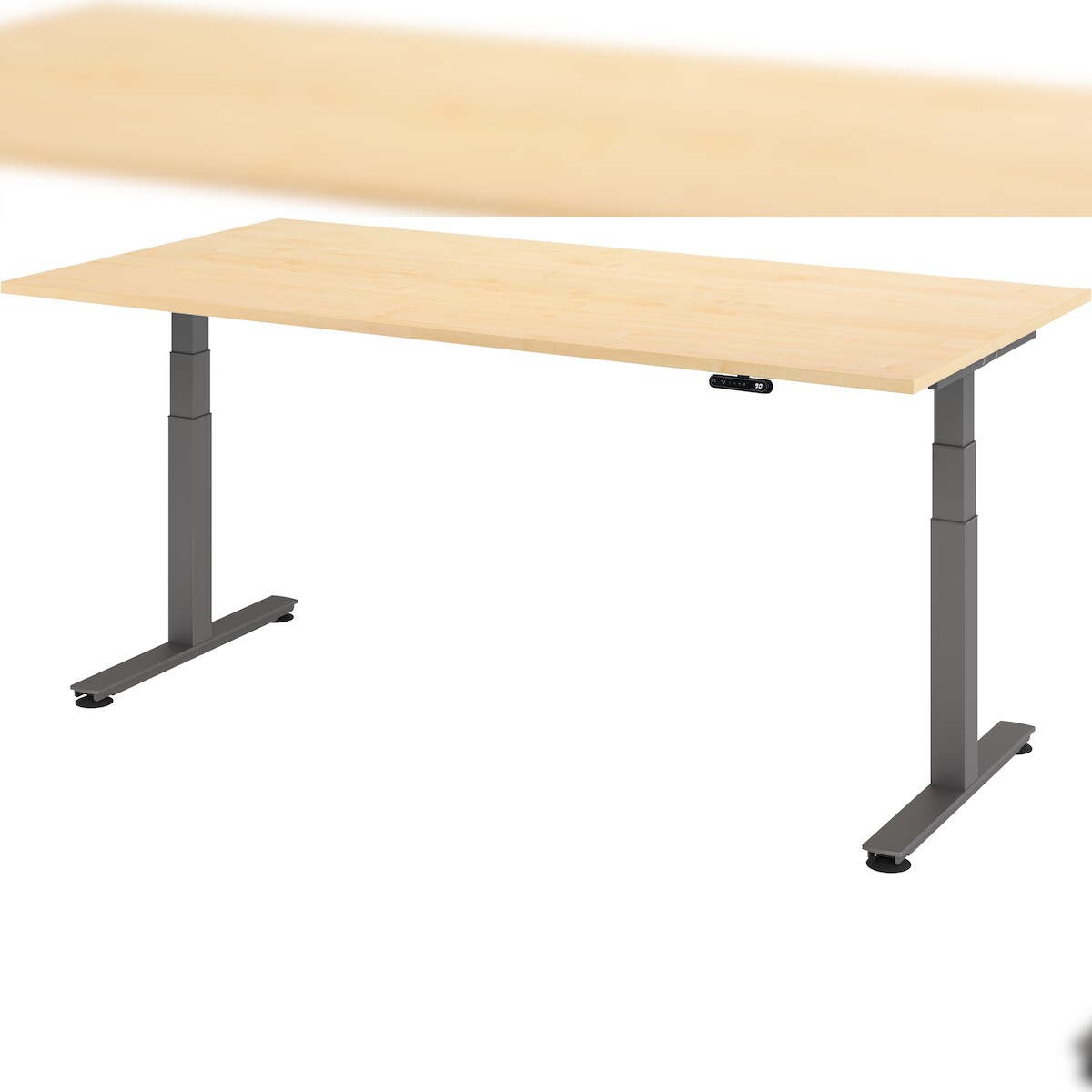 bümö elektrisch höhenverstellbarer Schreibtisch 200x100 cm in Ahorn, Gestell graphit - Schreibtisch höhenverstellbar elektrisch mit Memory-Steuerung, Image
