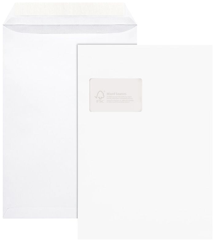 MAILmedia SUMO® 30022375 Versandtaschen - C4, mit Fenster, 100 g/qm, 100 Stück, haftklebend Image