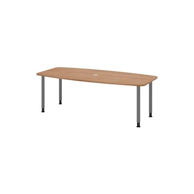 bümö Konferenztisch oval 220x103 cm großer Besprechungstisch in Nussbaum, Besprechungstisch mit Gestell in Graphit, Meetingtisch für 8 Personen, Image