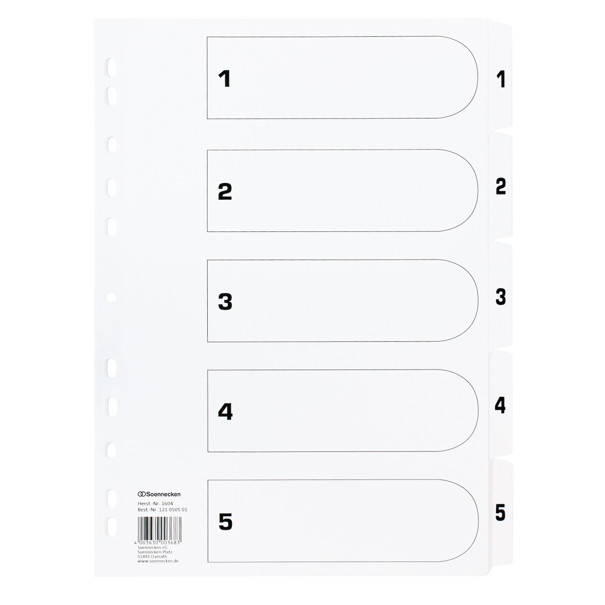 Soennecken 1604 Register Mylar 1-5 weiß Image