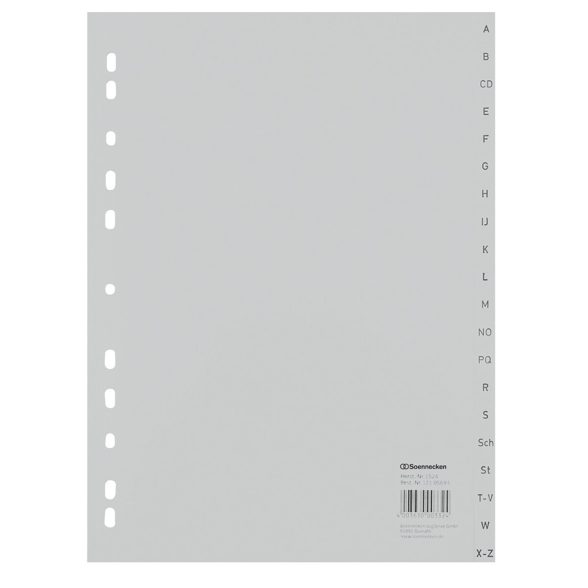 Soennecken 1524 Register DIN A4 A-Z volle Höhe PP grau Image