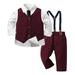 Toddler Outfits For Girls Boys Fall Long Sleeve T Shirt Tops Vest Coat Pants Child Kids Gentleman Baby Outfit Sets C 3 Years-4 Years