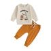 Peyakidsaa Boys Halloween Pants Set Letters Ghost Print Sweatshirt Sweatpants