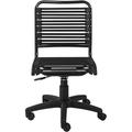 Metal Black Flat Bungie Cord Low Back Rolling Office Chair