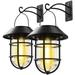 Solar Lantern Outdoor Hanging EC36 Solar Lights Waterproof Metal Solar Outdoor Lights with Clear Glass LED Edison Bulbs Decorative Wall Lantern with Hooks No Wiring Required 2 Pack