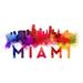 Miami Florida Skyline Abstract Large Letters (36x54 Giclee Gallery Art Print Vivid Textured Wall Decor)