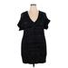 Alfani Casual Dress - Mini V Neck Short sleeves: Black Dresses - Women's Size 2X