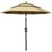 ABCCANOPY 9FT 3 Tiers Patio Umbrella With Crank Handle Khaki